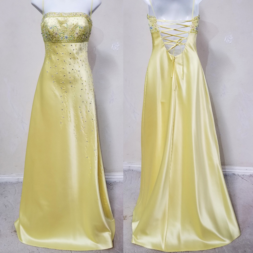 Hand Embellished Yellow Gown by an Artisan